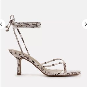 Brand New Cream Snake Print Laced Up kitten heel